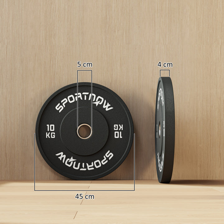 Vægtskiver, 2 x 10 kg, olympisk standard, gummi, lav støj, sort