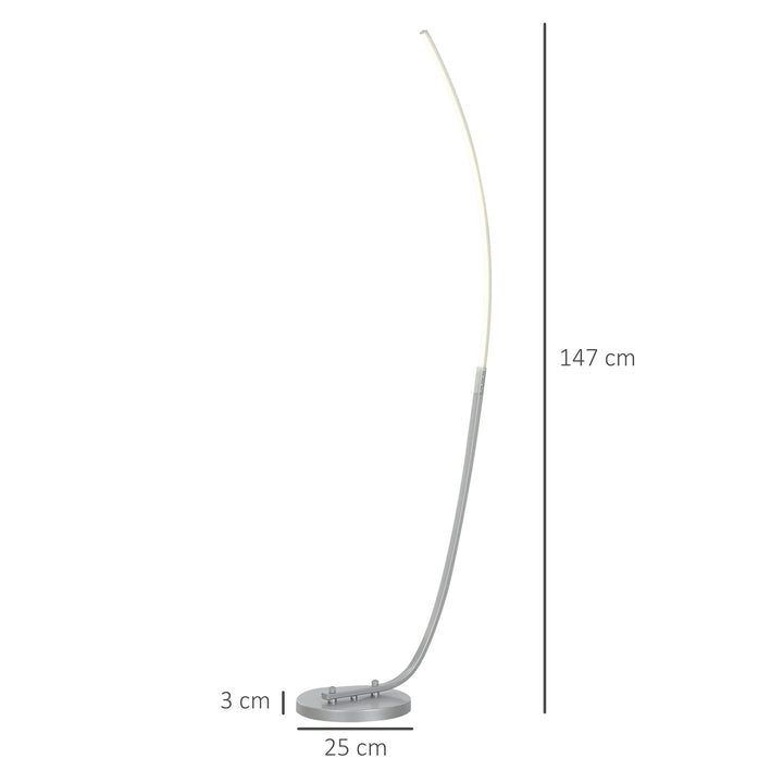 Led-entrelampe med justerbar lysstyrke, moderne gulvlampe med fodkontakt til soveværelse, stue, sølv