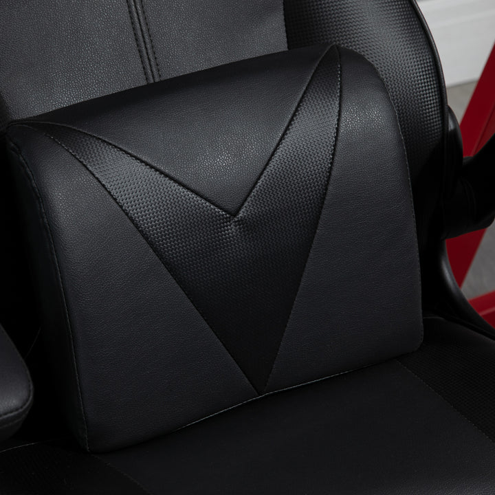 Gaming chair, gyngefunktion, lændehynde, højdejusterbar, kunstlæder, 67x71x112 cm, sort