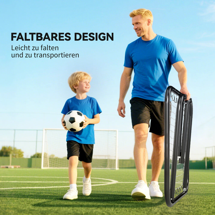 Rebounder til fodbold, 78 x 84 cm reboundingvæg med pløkker, justerbar i 5 niveauer, bærbar, kickback-mål, fodboldmål til unge, fodboldtræningstilbehør til baseballtræning, hvid