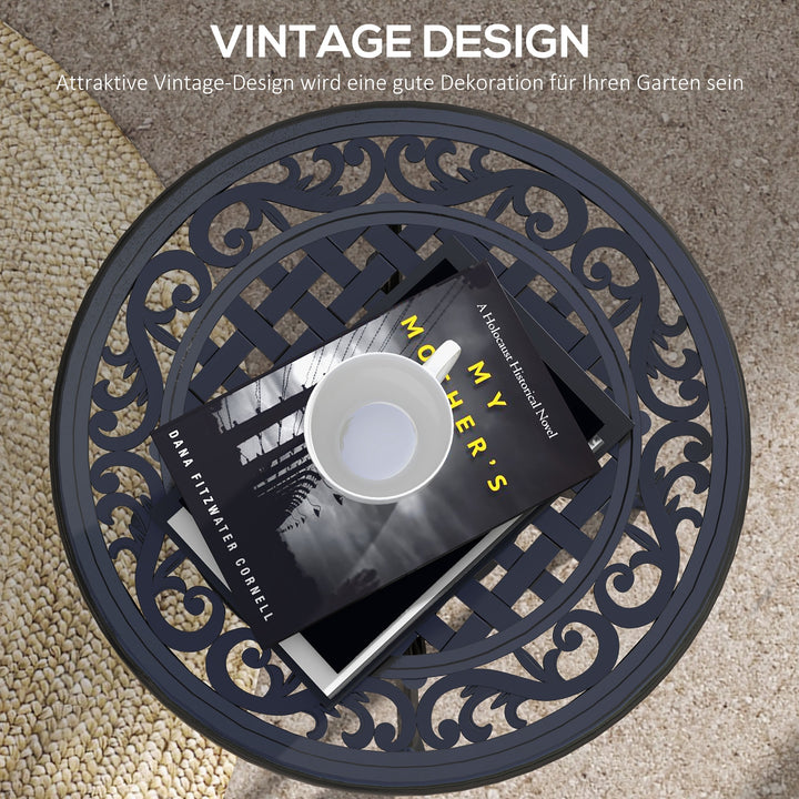 Havebord, loungebord, balkonbord, vintage design, 60 x 60 x 53 cm, sort