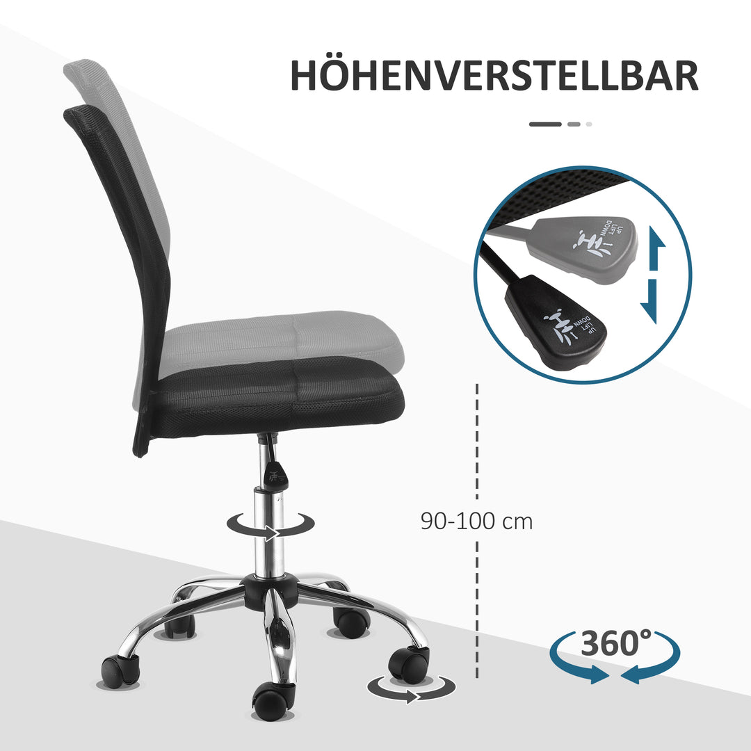 Kontorstol, højdejusterbar, net, 43 cm x 58 cm x 100 cm, sort