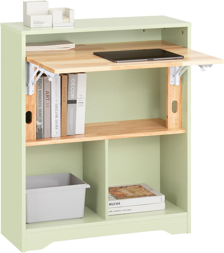 Pladsbesparende skrivebord med hylder, B70 x D54 x H85 cm, grøn