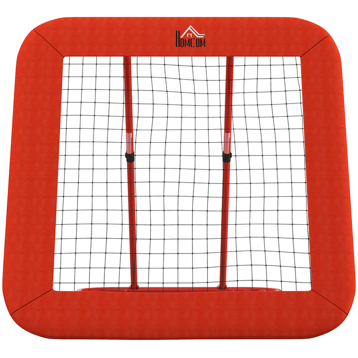 Fodbold rebound net, justerbart, foldbart, metalramme, all-weather pe net, inkluderer pløkker, rød