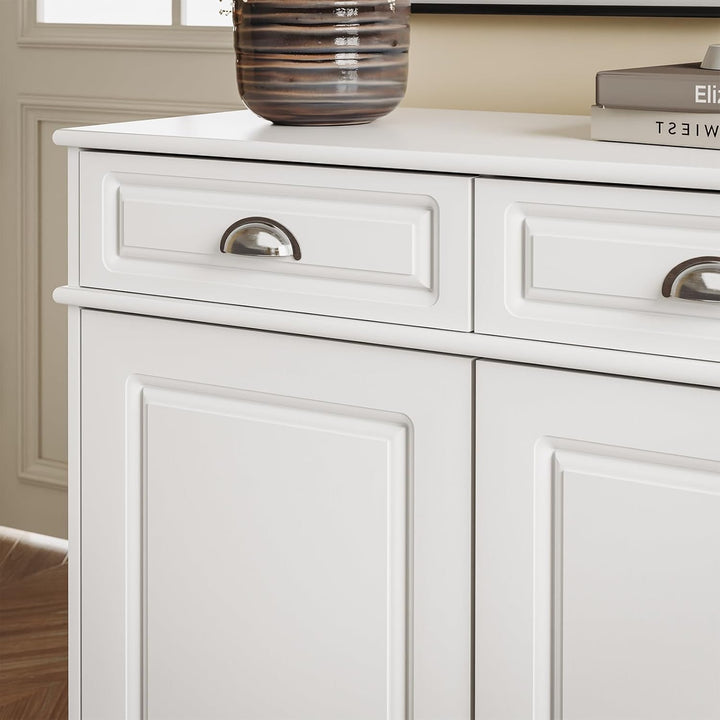 Elegant skoskab & kommode – plads til 12-15 par sko – justerbare hylder & 2 skuffer – hvid MDF