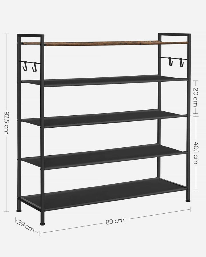 Skostativ i slidstærkt design - Metal og stof, 20-25 par, med kroge