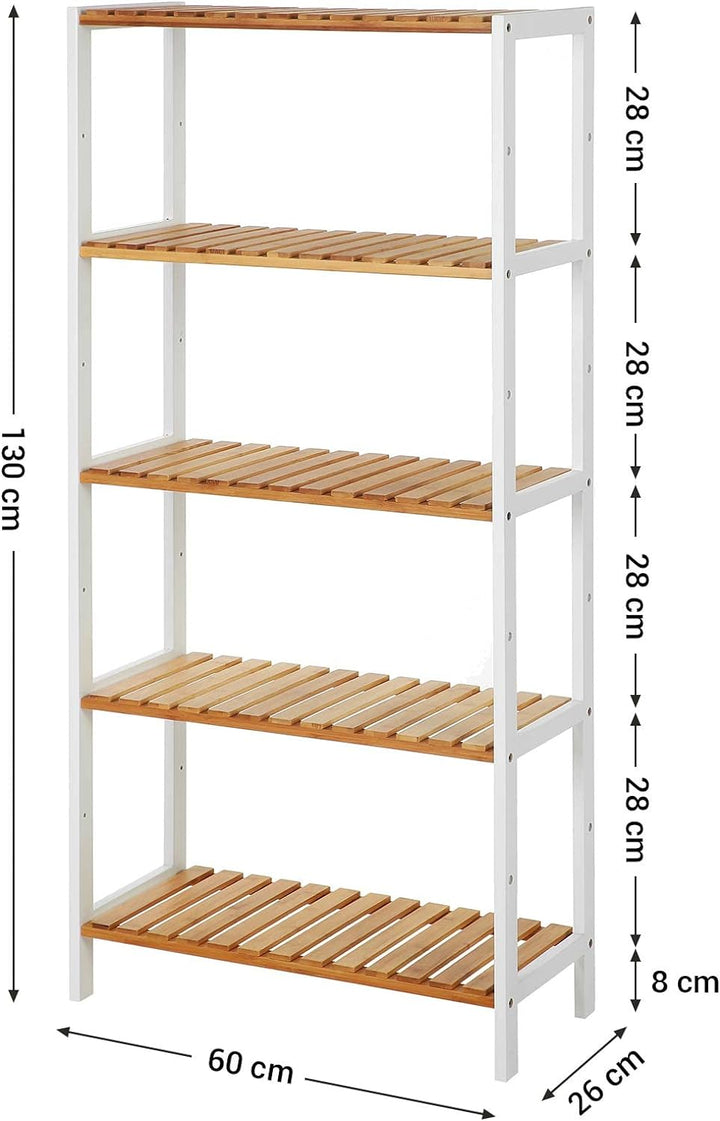 Den pladsbesparende løsning! - Elegant bambusreol med 5 hylder, naturfarvet