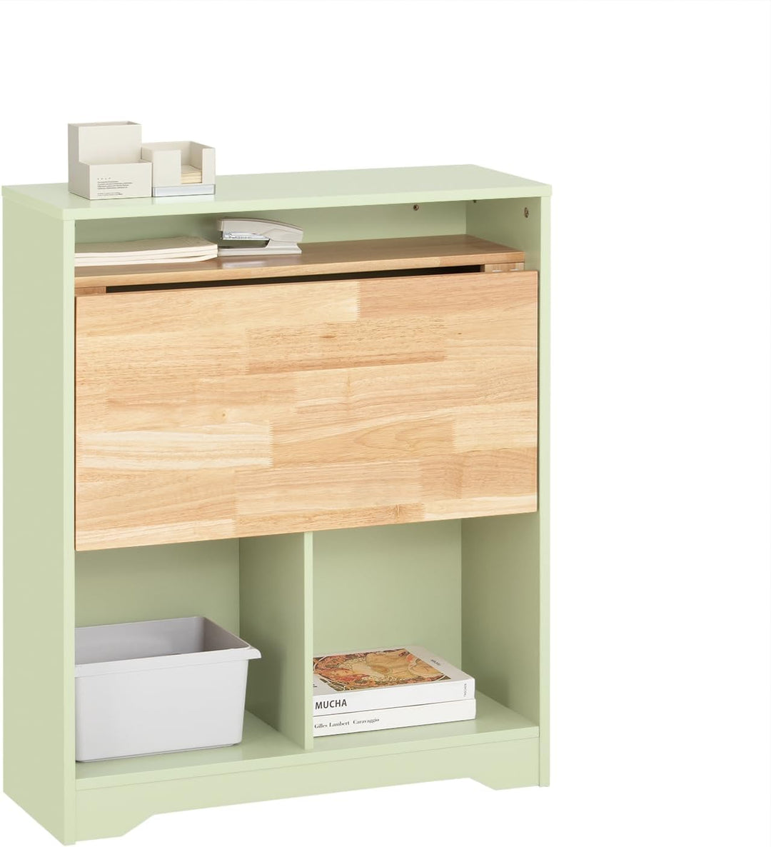 Pladsbesparende skrivebord med hylder, B70 x D54 x H85 cm, grøn