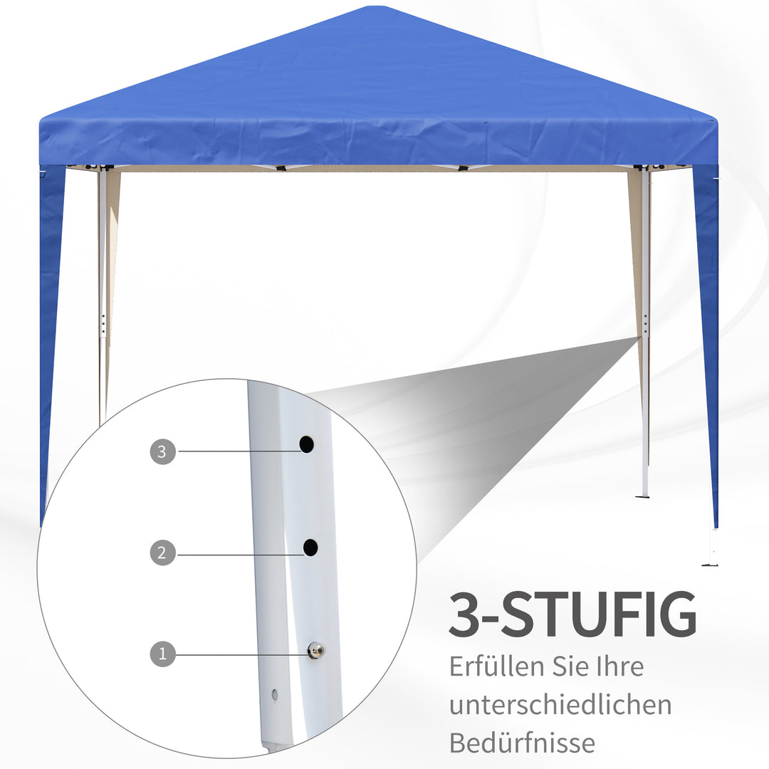 Pavillon, 2,95 x 2,95 m Pop-up foldbar pavillon, havepavillon, festtelt, UV-beskyttelse, stål + oxfordstof, blå
