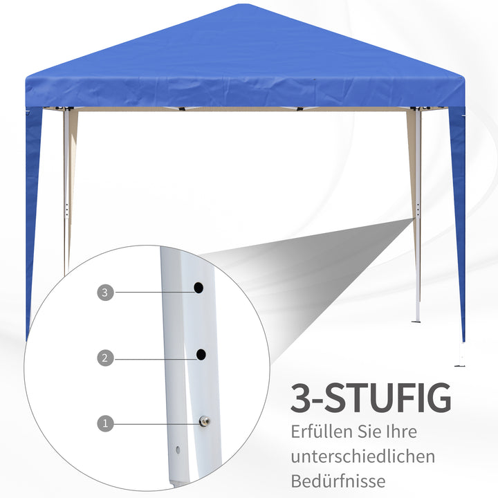 Pavillon, 2,95 x 2,95 m Pop-up foldbar pavillon, havepavillon, festtelt, UV-beskyttelse, stål + oxfordstof, blå