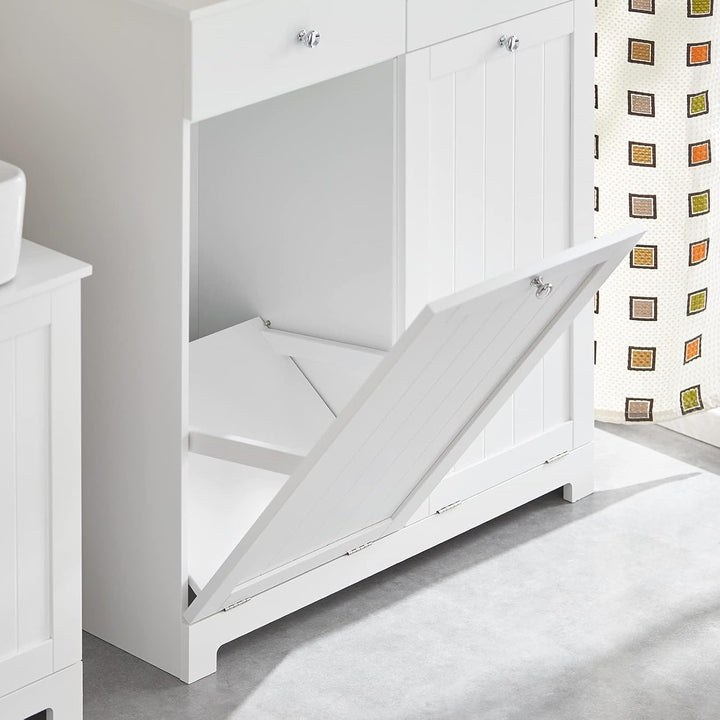 Hold dit badeværelse ryddeligt med dette elegante vasketøjsskab i hvid B78 x D38,5 x H90,5 cm