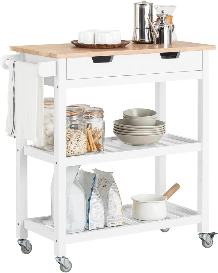 Elegant køkkenvogn i skandinavisk stil, B85 x D39 x H90 cm, hvid