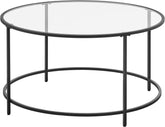 Rundt sofabord i hærdet glas med stålramme, 84 x 84 x 46 cm, sort