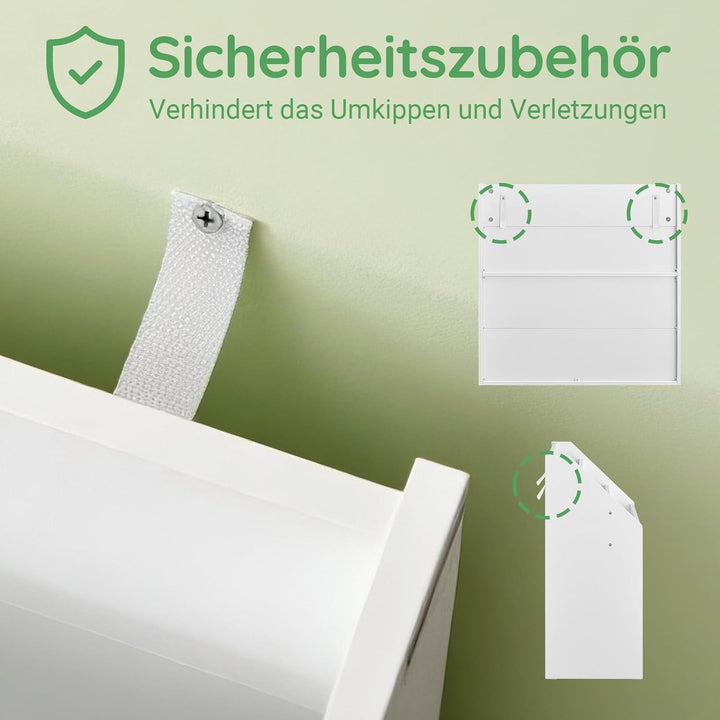 Bogreol Montessori til børn, 3 opbevaringsrum og 2 åbne rum til opbevaring af legetøj, 68 x 68 x 30 cm, hvid