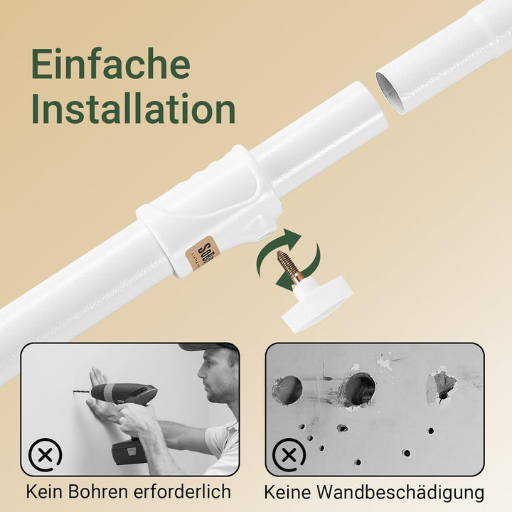 Teleskopisk tøjstativ i hvid – robust, justerbar åben garderobe med hylder