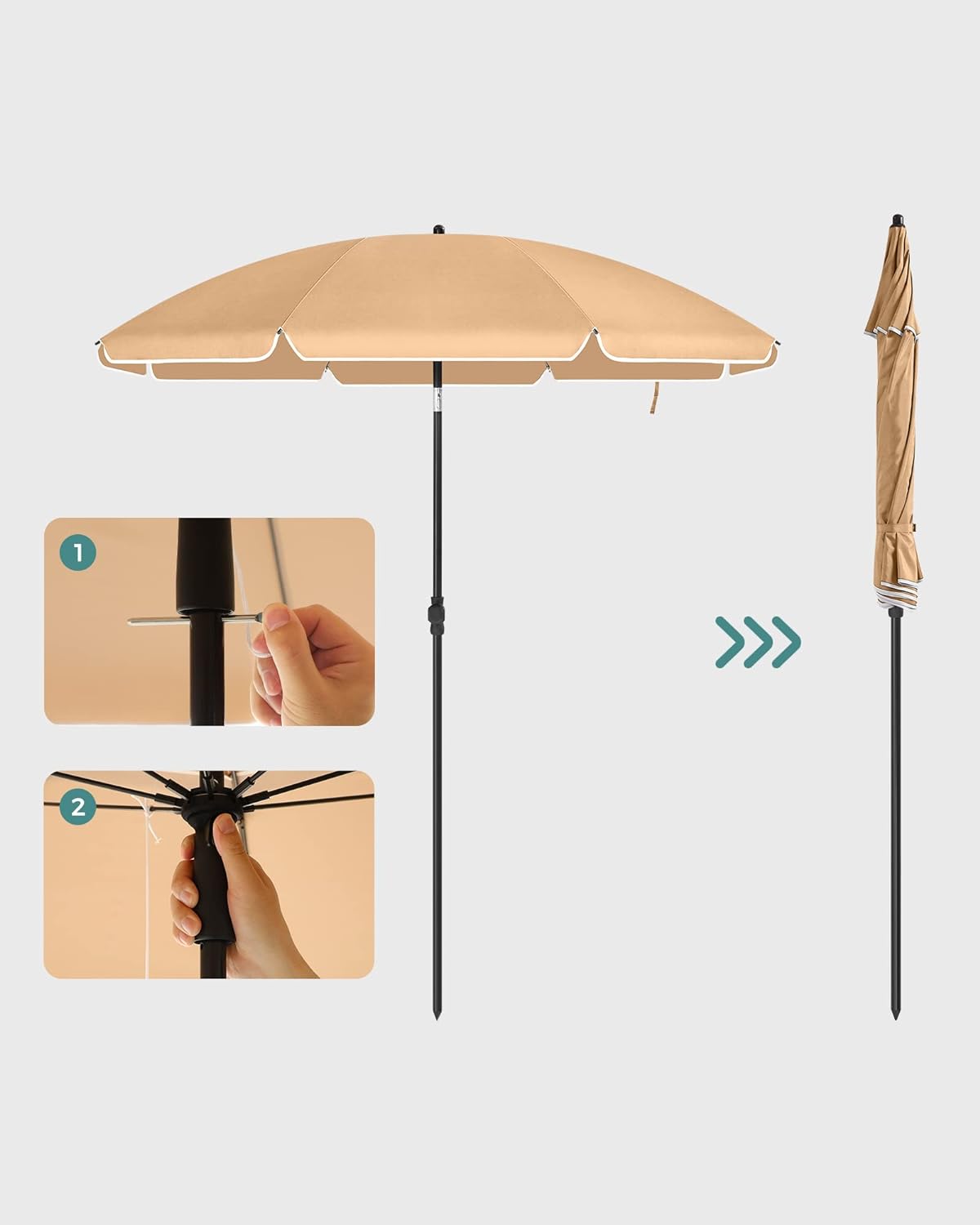 Parasol til stranden, taupe