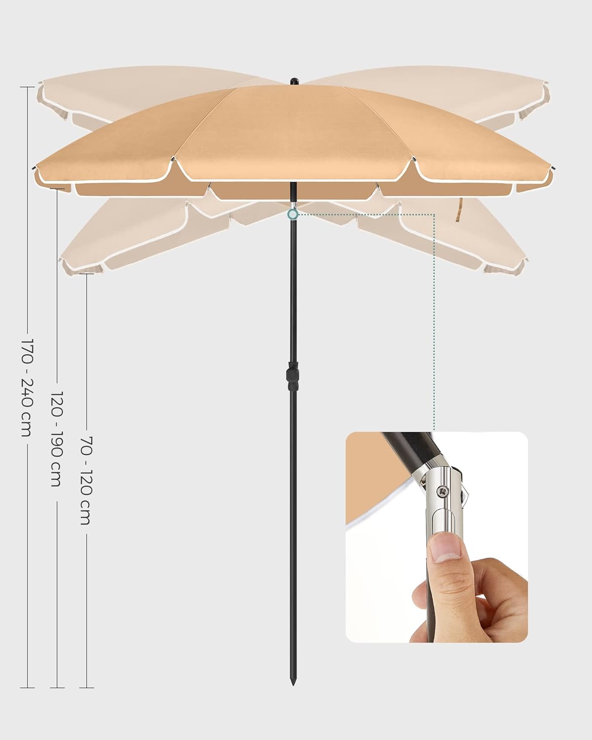 Parasol til stranden, taupe