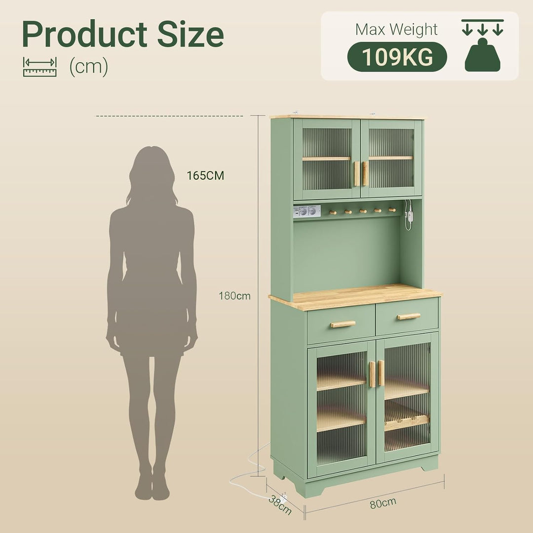 Køkkenreol med 2 stikkontakter og 2 USB-porte – 80 × 40 × 180 cm