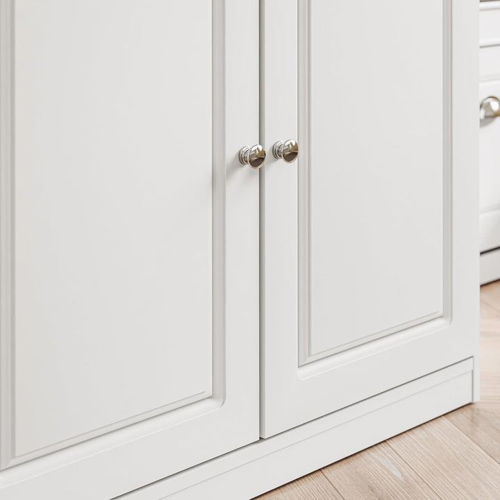 Elegant skoskab & kommode – plads til 12-15 par sko – justerbare hylder & 2 skuffer – hvid MDF