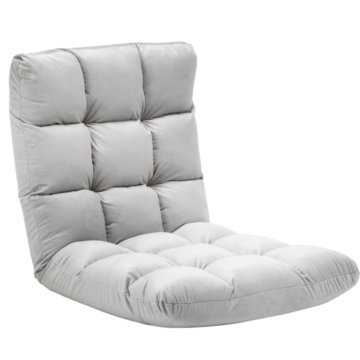 Gulvstol 3-i-1 sammenklappelig gulvstol med ryglæn 13 positioner justerbar sammenklappelig lounge sædehynde grå metalskum 55 x 71 x 53,5 cm