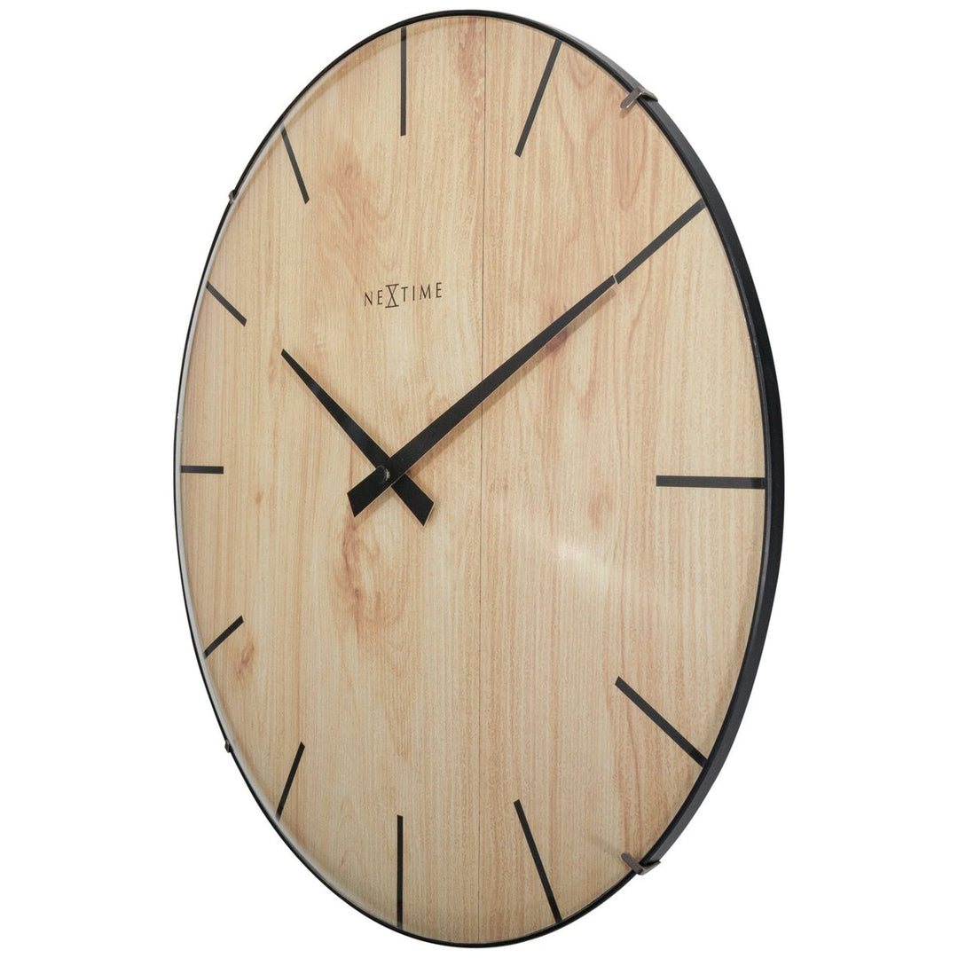 Vægur - 35 cm - Dome Glas - 'Edge Wood Dome'