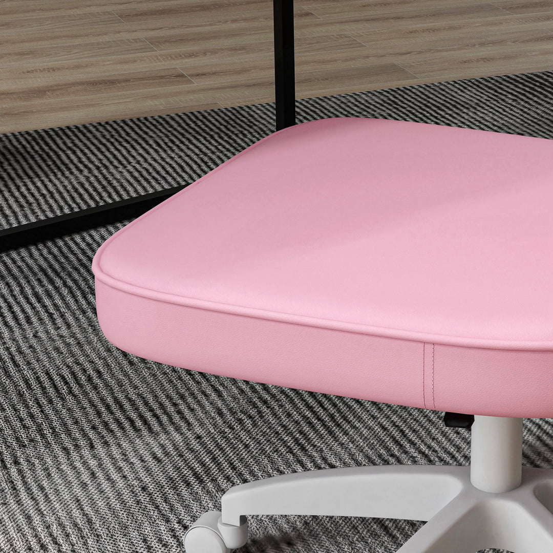 Kontorstol uden armlæn, højdejusterbar, drejelig, op til 120 kg, kunstlæder, pink