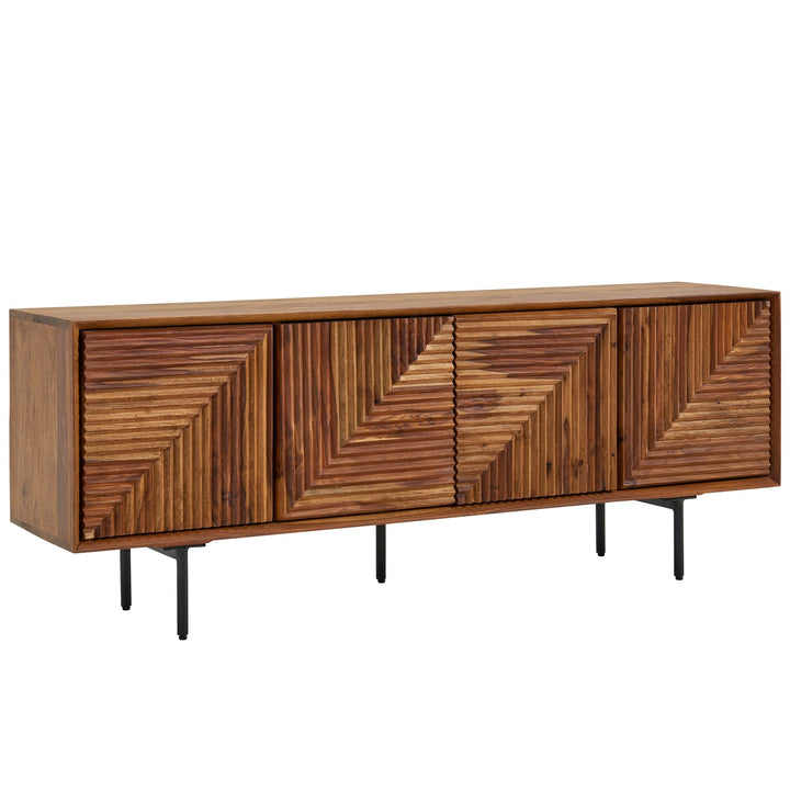 Lavbord i massivt sheeshamtræ 140x54x33 cm TV-skænk med fire låger