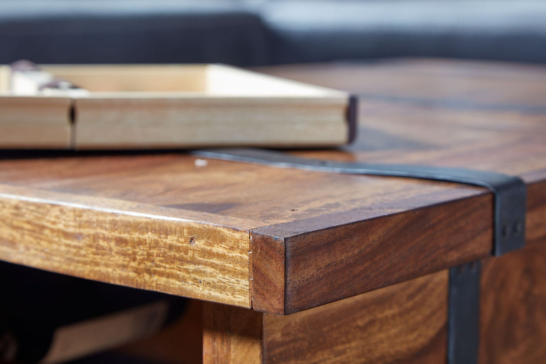 Sofabord 100x60x40 cm, massivt sheeshamtræ, kommodebord med vinreol, designer stuebord med opbevaring, moderne sofabord, træstuebord