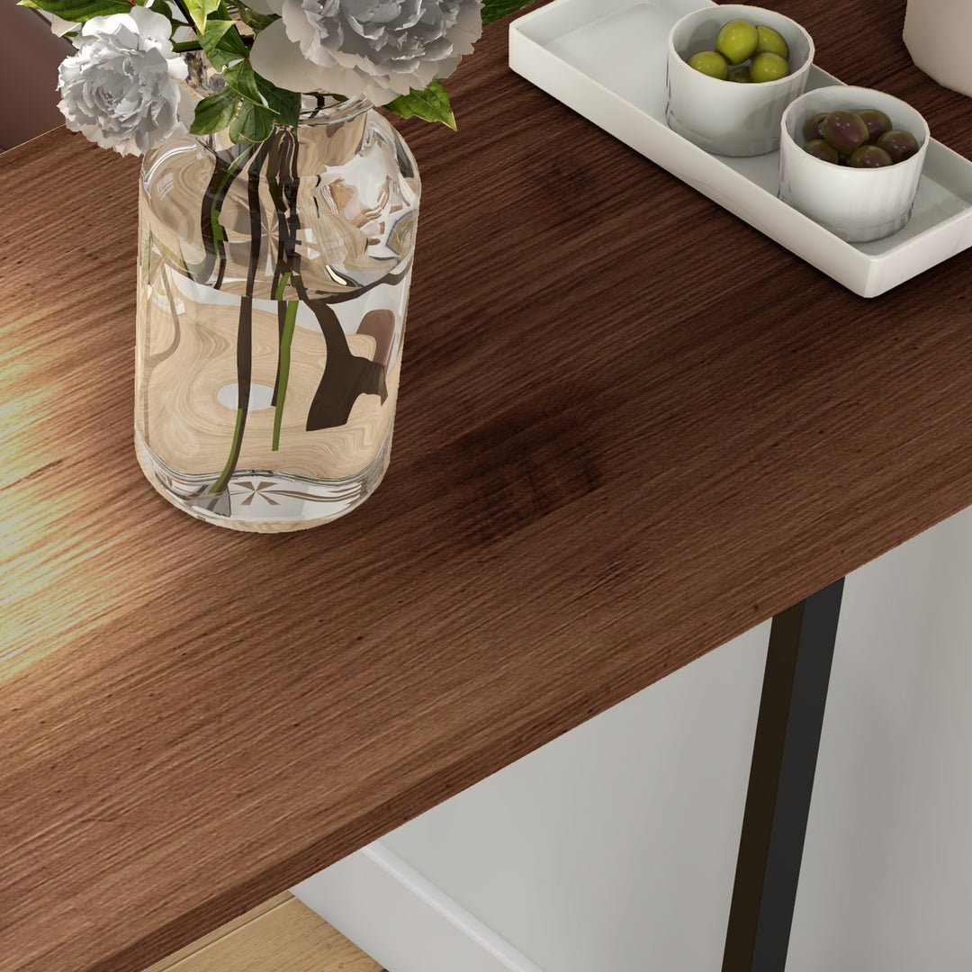 Barbord, ståbord, køkkenbord, industrielt design, 3 hylder, 120 x 40 x 105 cm; Sort + Brun