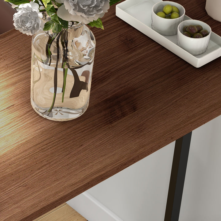Barbord, ståbord, køkkenbord, industrielt design, 3 hylder, 120 x 40 x 105 cm; Sort + Brun