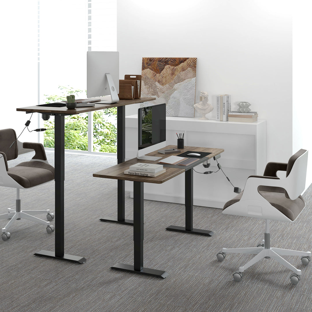 Højdejusterbart skrivebord elektrisk 140 x 70 cm computerbord med 4 hukommelseskontroller, 4-delt bordplade, sit-stee-bord med antikollision, overophedningsbeskyttelse sort