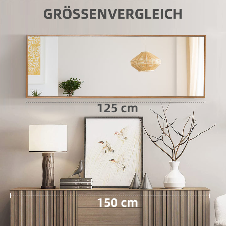 Højt vægspejl med fyrretræsramme, 45l x 125h x 4,8d cm