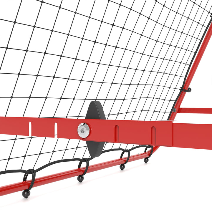 Fodboldmål, justerbart, foldbart, metalramme, 100 x 95 cm, rød