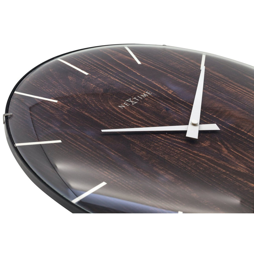 Vægur - 35 cm - Dome Glas - 'Edge Wood Dome'