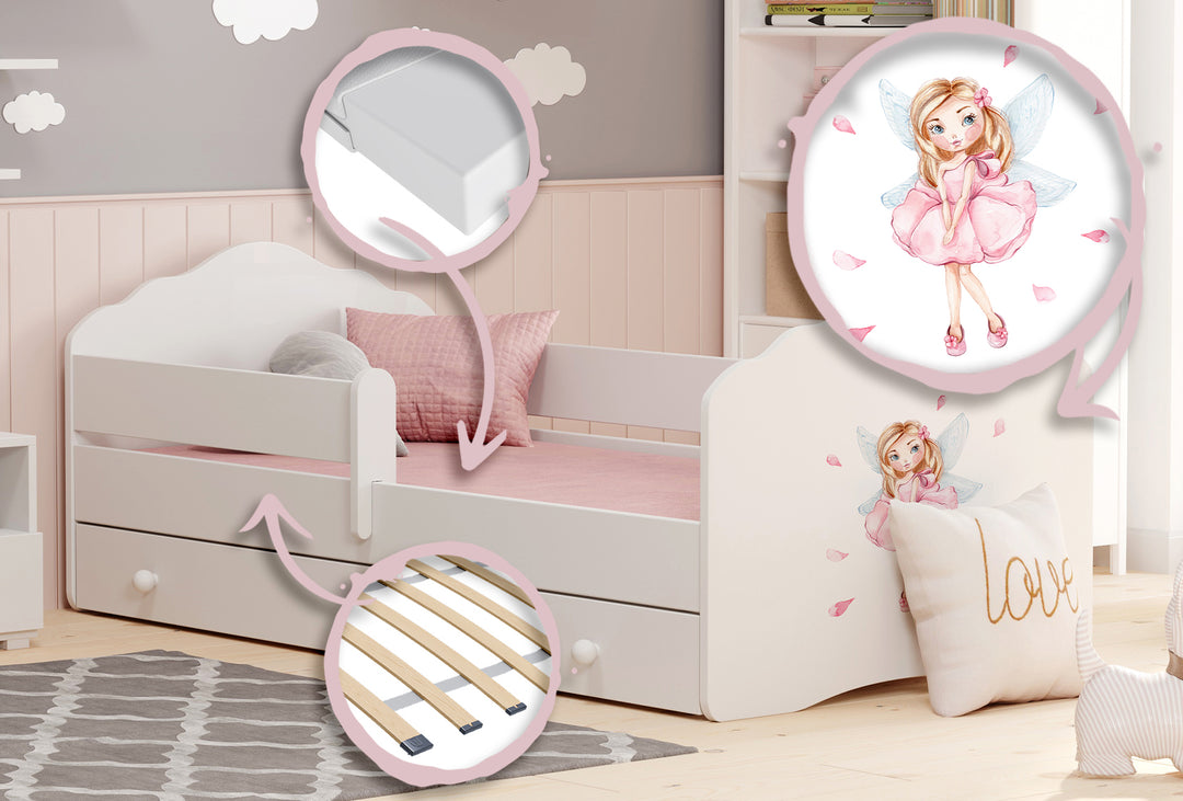FALA børneseng 160x80 skuffe - Pige med vinger