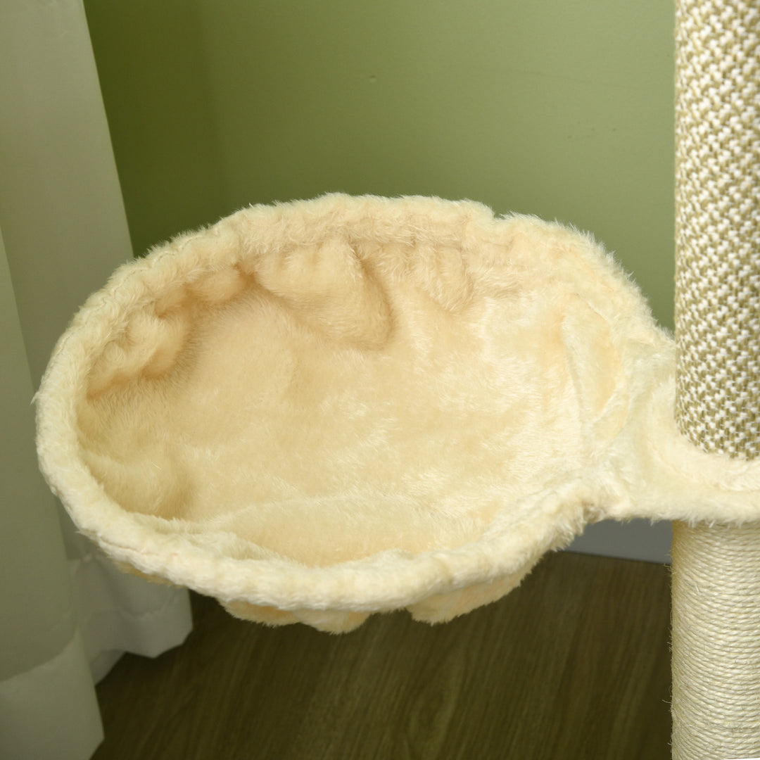 Kradsetræ, 1 katteseng, 1 kattehule, 2 platforme, 124 cm x 59 cm x 40 cm + Beige