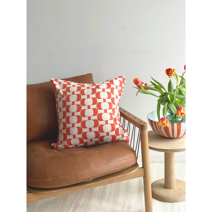 Edith Pillow-Cover Melon, Soft Jacquard strikket bomuld