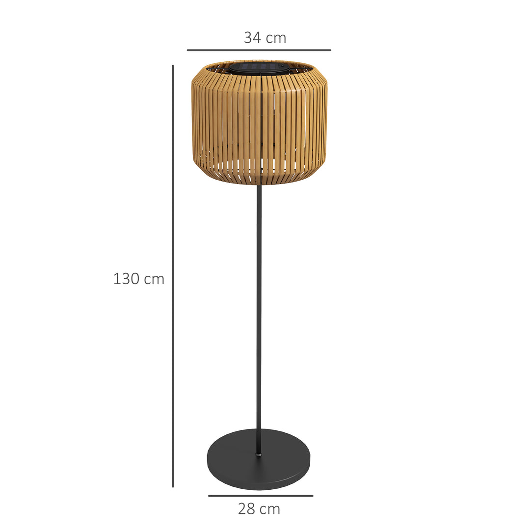 Rattan udendørslampe, solcelledrevet havelampe, automatisk tænding, LED, vejrbestandig, metalramme, Ø34 x 130 cm, sort/gul