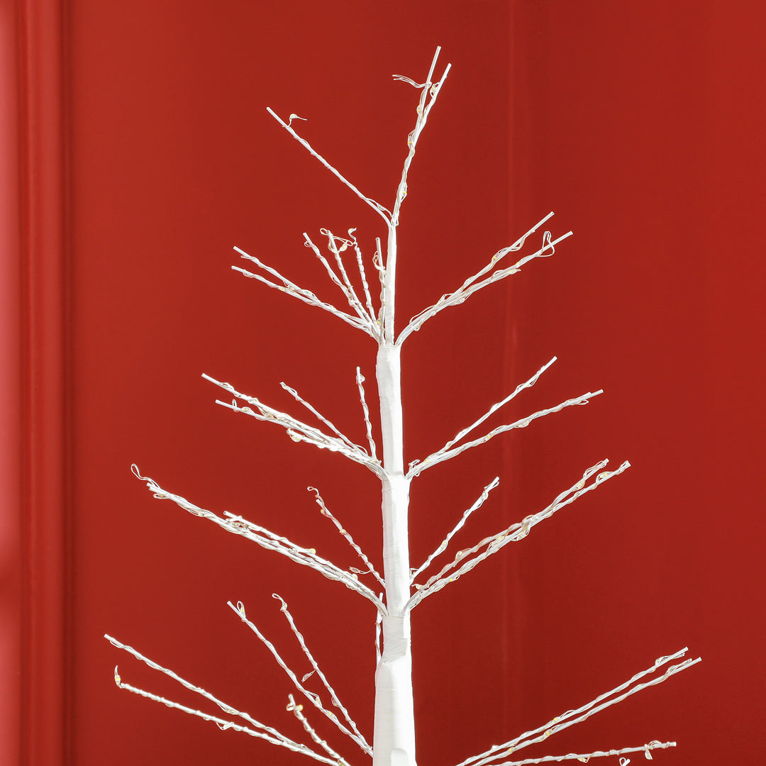 Kunstigt grantræ med led-belysning, 180 cm højt juletræ, realistisk bark, hvid