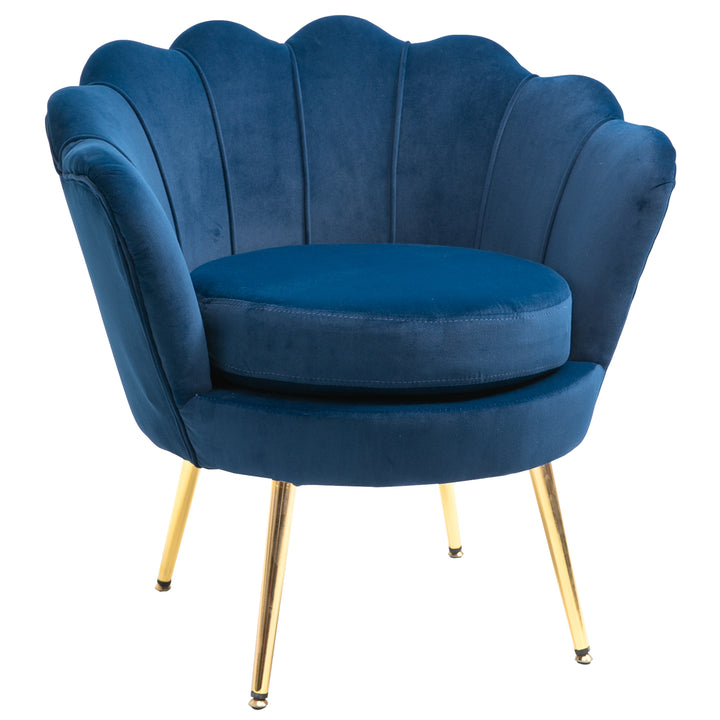 Lounge chair, vintage velour lænestol, metalstel, 76 x 67 x 74 cm, blå