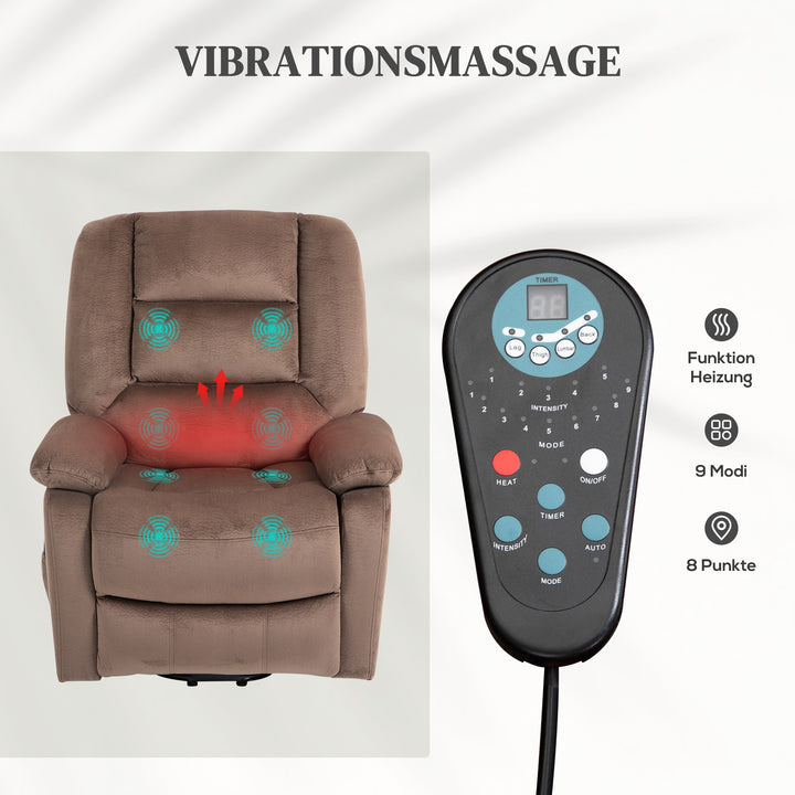 Lænestol med massagefunktion, 90x93x110cm, brun
