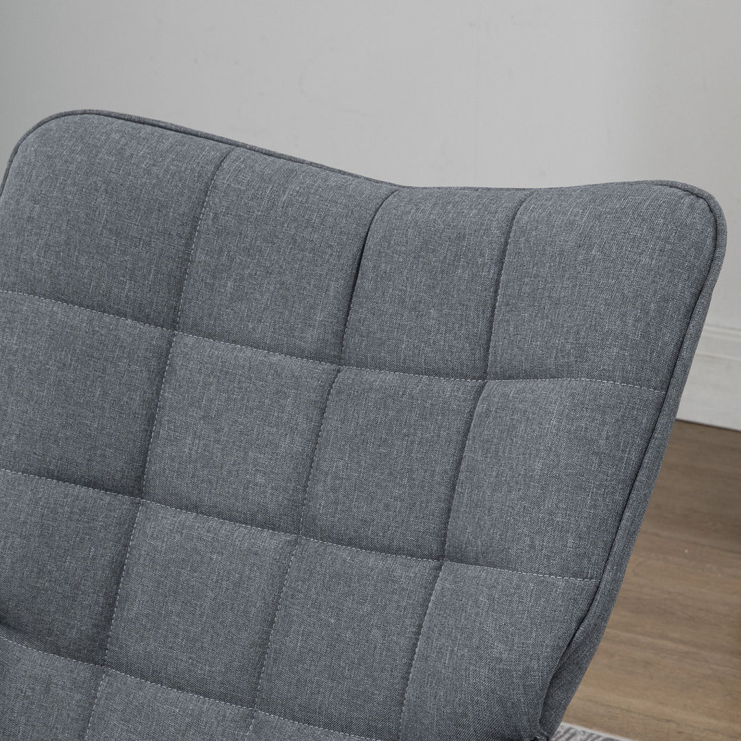 Gyngestol med skammel, komfortabel, op til 130 kg, hørlook, 64 x 89 x 90 cm, grå