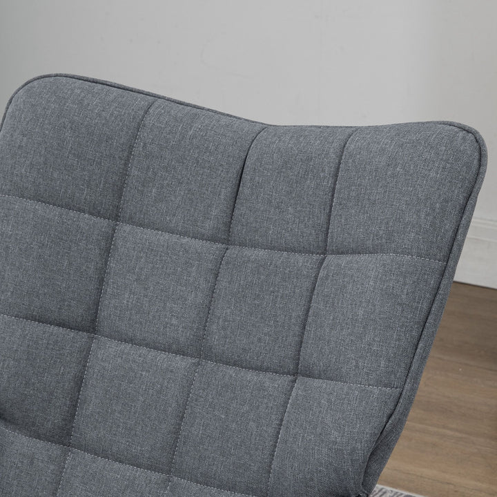 Gyngestol med skammel, komfortabel, op til 130 kg, hørlook, 64 x 89 x 90 cm, grå