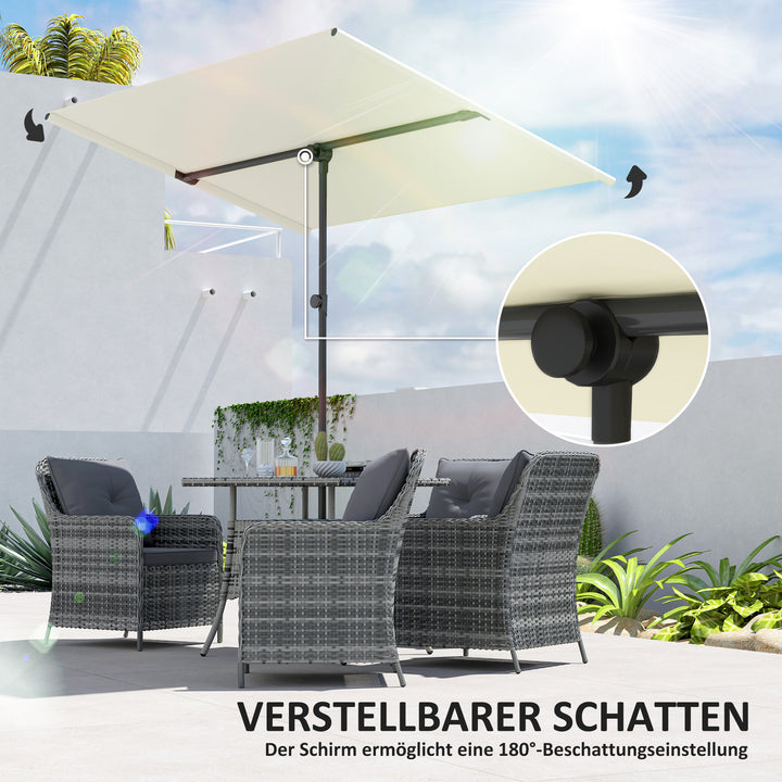 Parasol 180 grader drejelig højdejusterbar haveparasol med aluminiumsstang 150x205cm beige