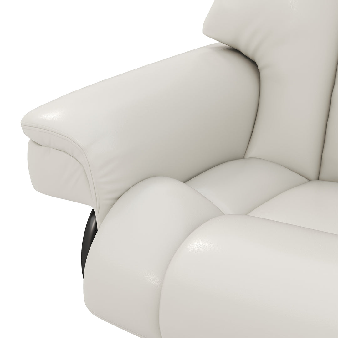 Lænestol med massagefunktion og fodskammel, loungestol, kunstlæder, 79 x 82 x 101 cm, cremehvid