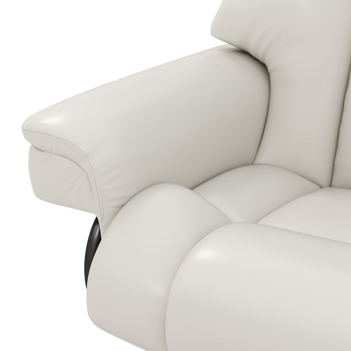 Lænestol med massagefunktion og fodskammel, loungestol, kunstlæder, 79 x 82 x 101 cm, cremehvid