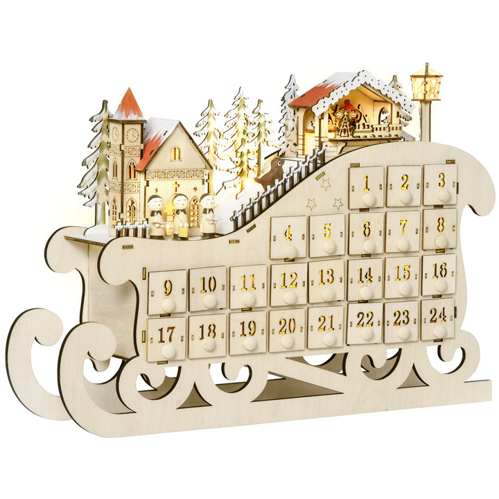 Adventskalender til at fylde med 24 skuffer, LED-lys, kaneform, gør-det-selv julekalender, nedtællingskalender til jul, gave til børn og voksne
