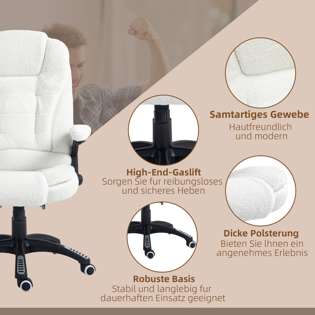 Kontorstol massagefunktion massage kontorstol, massagefunktion, højdejusterbar, 67 x 74 x 107-116 cm, hvid