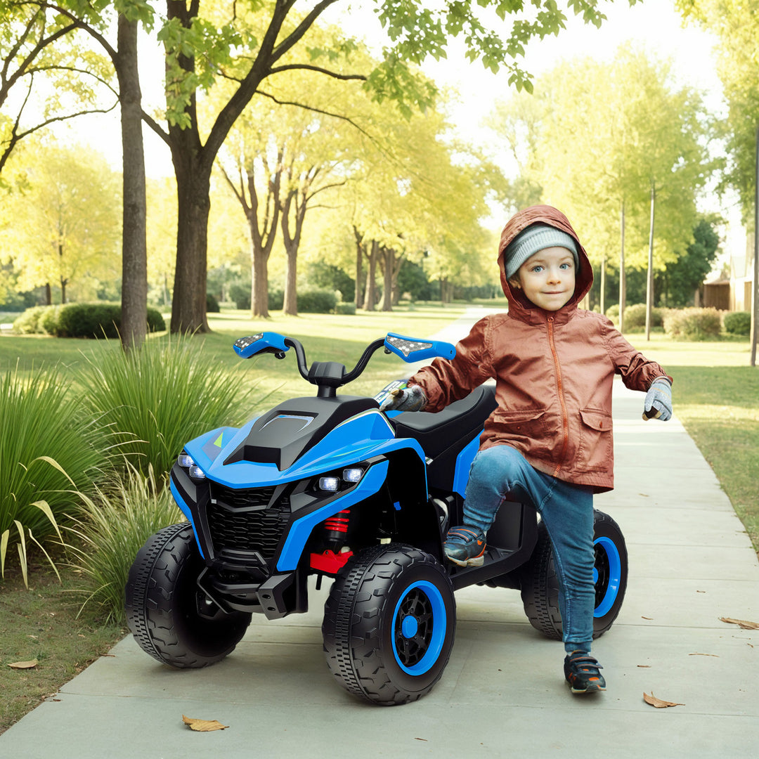Elektrisk ATV til børn, 3-6 km/t, LED-forlygter, musik, USB, til alderen 3-8, blå
