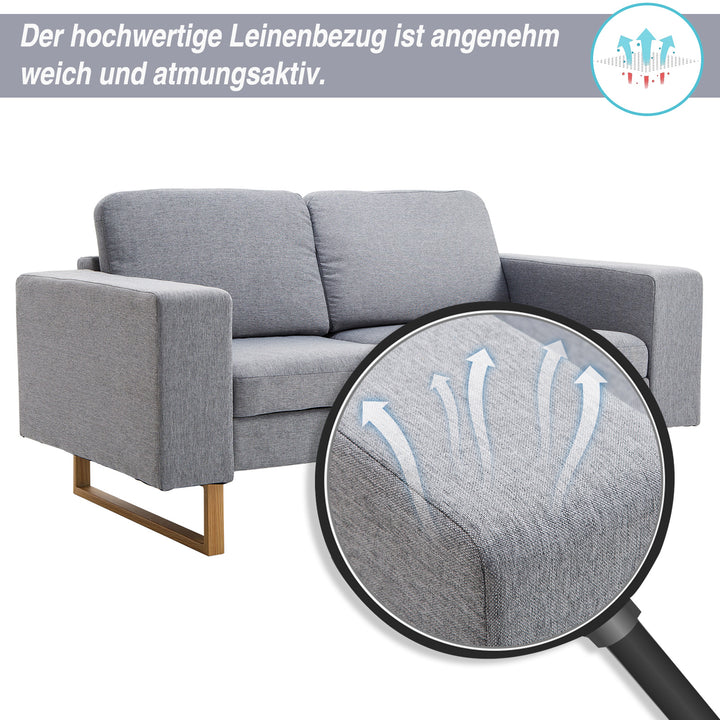 ® 2-Personers sofa stofsofa hjørnesofa polstret sofa siddemøbler armlæn træ lysegrå 145 x 82 x 78 cm